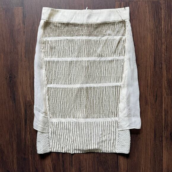 JF & Son Silk Beaded Sequin Skirt Size 4 White Silver SS09 - Picture 1 of 16